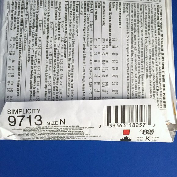 Simplicity Costume Pattern #9713 Puritan and 18th 19th Century Costumes - Picture 6 of 6